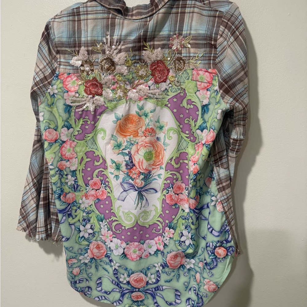 Floral Patchwork Button Down Shirt - image 1